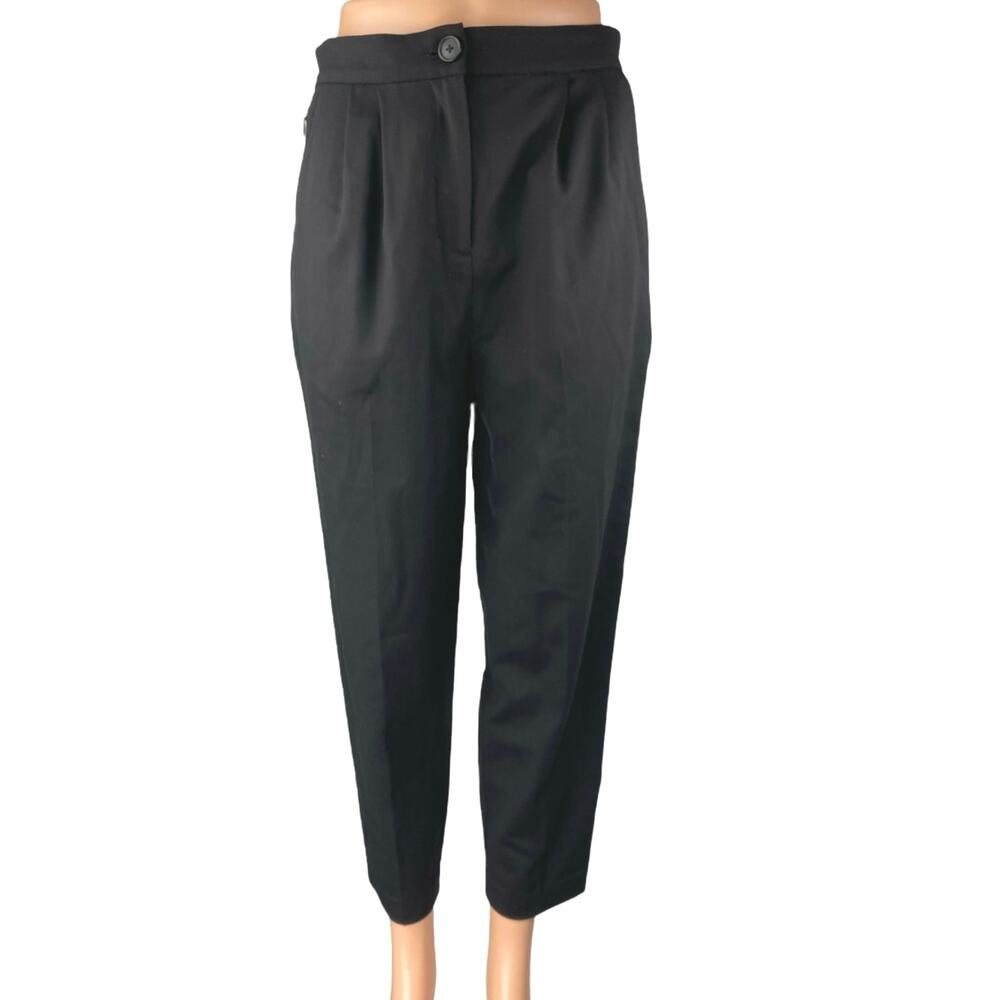 Away Women's Black Wool Straight Tapered High Waist Trousers Dress Pants Size 0